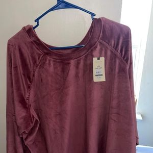 Two piece velour wine color leisure wear